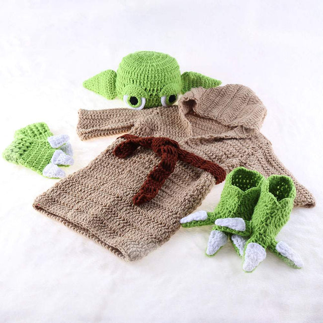 Newborn Infant Baby Photography Prop Crochet Knit Costume Set Handmade Toddler Cap Outfits for Baby Shower Gift