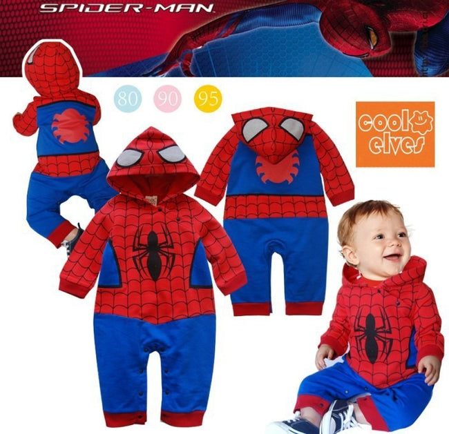 Baby Clothes Cotton Spider Man Romper Superman Romper Hooded Jumpsuit SPIDERMAN