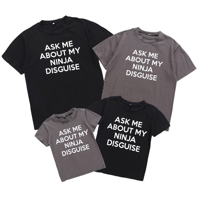 Ask Me About My Ninja Disguise Short Sleeve Letter Masked Funny Karate Costume Samurai T-shirt