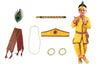 Krishna Dress  Kurta and Dhoti Pant with Crown Peacock Feather+ Flute+ Necklace+ Wrist Band+ Bandhni Patka
