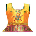 Flawless Golden Embroidered Silk Blend Girl's Lehenga Cholis