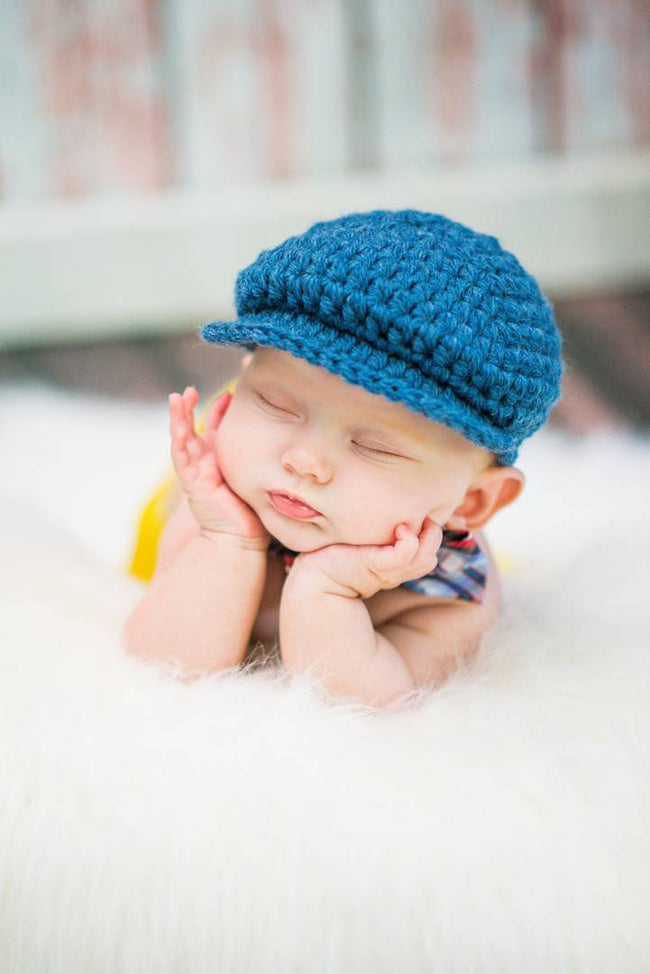 Stylish Blue Wool Woven Design Kid's Cap