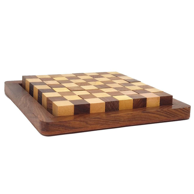 Handmade Indian 13-Pieces Chess Board Style Jigsaw Puzzle Game - Wooden Toy Game - Brain Teaser
