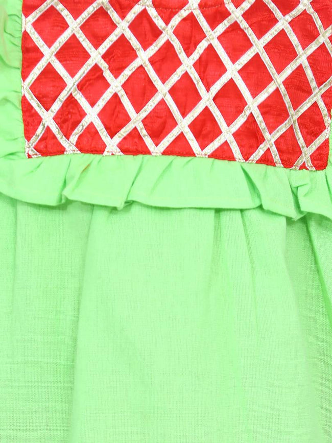 Girl's Green Cotton Indo Western Suits