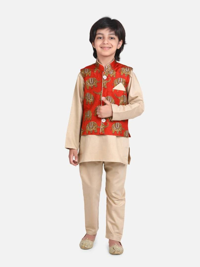 Boy's Full Sleeve Jacket Kurta Pajama for Boys
