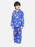 Adorable Blue Cotton Printed Sleepwear Shirt And Pyajama Set For Boys