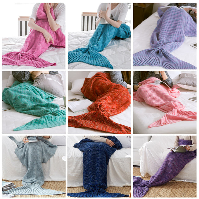 Mermaid Tail Blanket Knitted Crochet for Childern Super Soft Sleeping Blankets