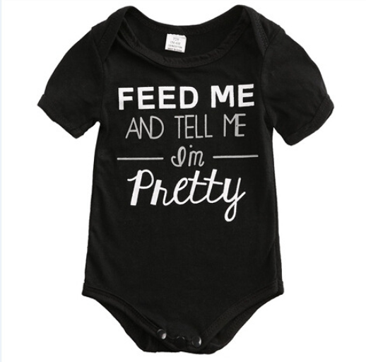 Feed Me And Tell Me I'm Prerry Printed Bodysuit Clothing Cross-border baby summer short-sleeved romper