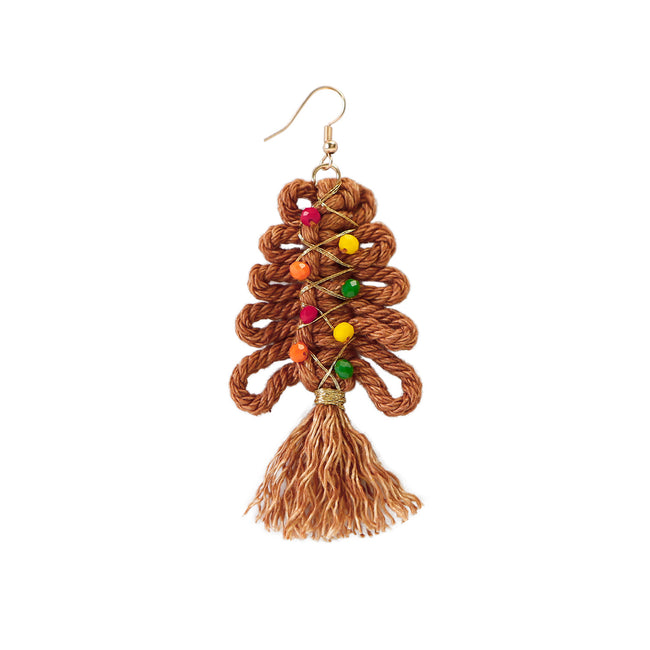 Hand Woven Christmas Tassel Earrings Female Crystal Vintage Earrings Ethnic Minority Christmas Tree Earrings