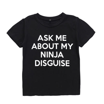 Ask Me About My Ninja Disguise Short Sleeve Letter Masked Funny Karate Costume Samurai T-shirt