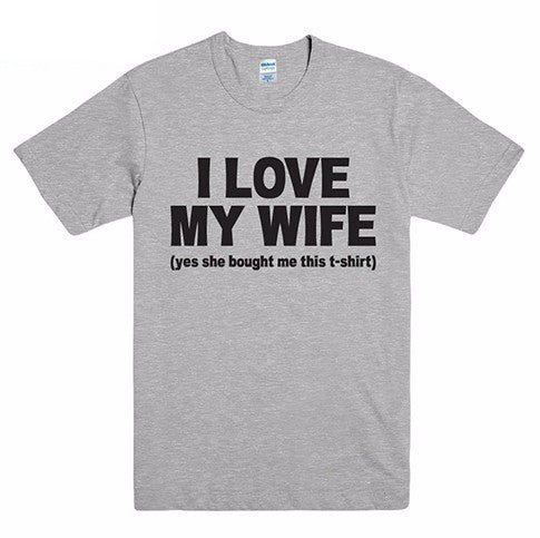 I Love My WIFE Letter Print Couple T-shirt