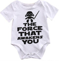Funny Newborn Infant Clothes Force Awakens You Letter Print White Short Sleeves Tiny Cottons Baby Bodysuits Onesie