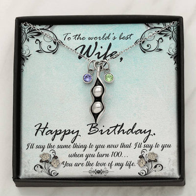 Loving Wife Birthday Gift, Two Peas In A Pod Birthstone Necklace, Personalized Peas Pendant Necklace, Custom Happy Birthday Gift, Worlds Best Wife, Girlfriend, Best Friend, Soul Sister, Bridesmaid, BFF, Mom, Grandmother, Sister Gift