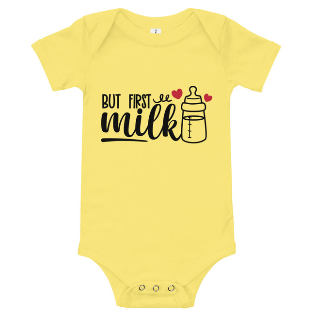 But First Milk Baby short sleeve one piece | BeeToddler