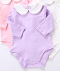 Cute Newborn Baby Clothing Long Sleeves Cotton Solid Baby Bodysuit Peter Pan Collar Baby Girls Clothes Jumpsuit Infant Costumes