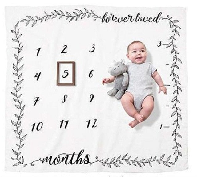 Cartoon Pattern Infant Baby Milestone Photo Props Background Blankets Backdrop Cloth Calendar Bebe Boy Girl Photo Accessories