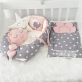 Jaju Baby Babynest Gray and Powder Star Orthopedic Luxury Baby Nest 5 Piece Set Baby Bed Baby Sleeping Set Baby Crib Bedding Set