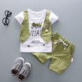 New Summer Children Boys Girls Cotton Tracksuit Fashion Baby Gentleman Tie T-shirt Shorts 2Pcs/Sets Toddler Infant Clothing Set