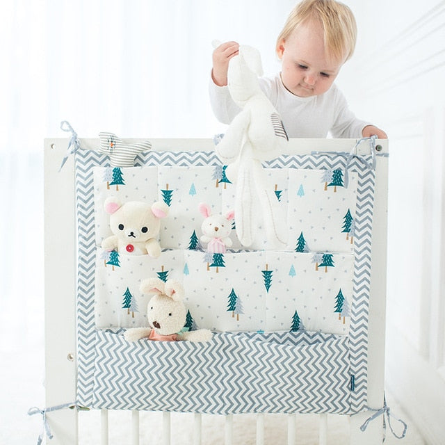 Brand New Baby Cot Bed Hanging Storage Bag Crib cot Organizer Storage Bag 60*50cm Toy Diaper Pocket for Crib Bedding Set flaming