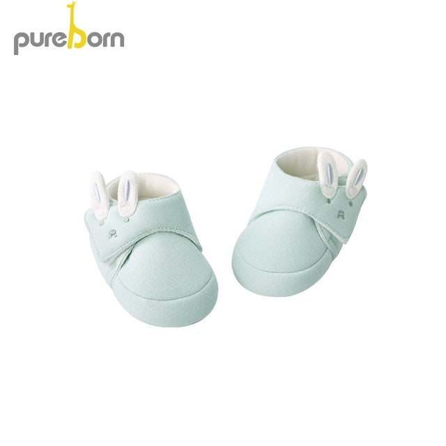 Pureborn Newborn Unisex Baby Shoes Cartoon Baby Girl Booties Anti-Slip Baby Boy Slippers Winter Spring Autumn First Walkers