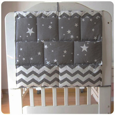 Grey Cotton Baby Bed Hanging Storage Bag Newborn Crib Diaper Organizer Toy Diaper Pocket for Baby Bedding Set Nursery 50*60CM