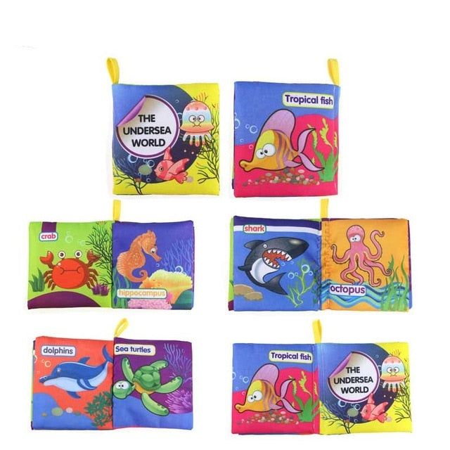 Coolplay Cloth Books Soft Baby Books Rustle Sound Baby Quiet Books Infant Early Learning Educational Toys 0 -12 Months Rattle