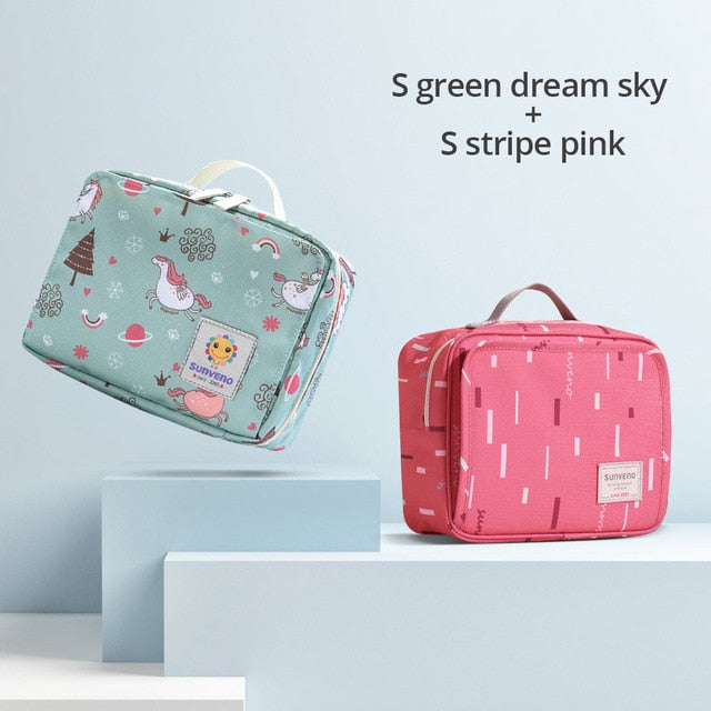 Sunveno Baby Diaper Bags Maternity Bag for Disposable Reusable Fashion Prints Wet Dry Diaper Bag Double Handle Wetbags 21*17*7CM