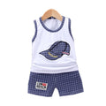 New Children Cotton Clothing Cute Baby Boy Girl Embroidered Hat Vest Shorts 2Pcs/Sets Infant Cartoon Fashion Clothes Tracksuits