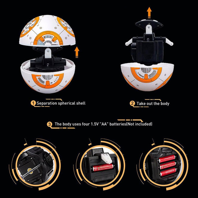 Fast Shipping BB-8 Ball RC Robot BB8 Action Figure BB 8 Droid Robot 2.4G Remote Control Intelligent Robot BB8 Model Kid Toy Gift