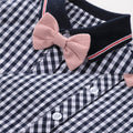 Baby Newborn Children Clothes Suit Fashion Boys Plaid Romper + Pink Short Overalls 2 Piece/Set Cotton Baby Birthday Clothing
