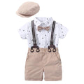 Baby Boy Romper Clothing Set Handsome Bow Suit Newborn 1th Birthday Gift Hat Printed Rompers Belt Infant Children Outfit Clothes