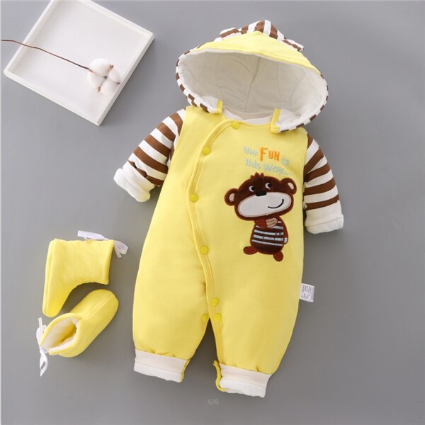 Newborn Baby Rompers Autumn Winter Girls Toddler Cotton Thick Velvet Cute Jumpsuits for Bebe Boys Infant Warm Overall Clothing