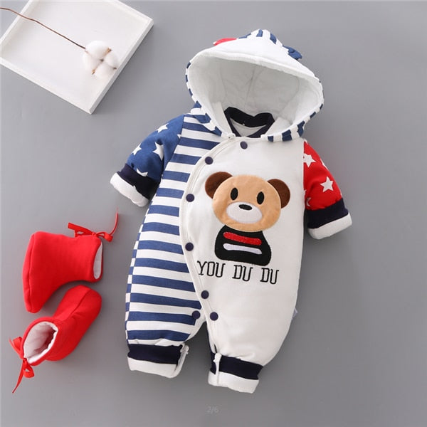 Newborn Baby Rompers Autumn Winter Girls Toddler Cotton Thick Velvet Cute Jumpsuits for Bebe Boys Infant Warm Overall Clothing