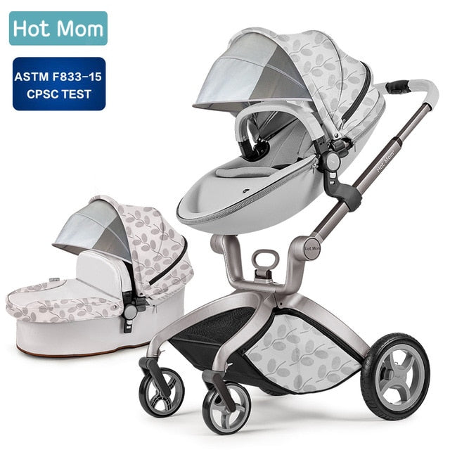 Baby Stroller 3 in 1,Hot Mom Travel System High Land-Scape Stroller with Bassinet in 2020 ,Upgrade Grid Color
