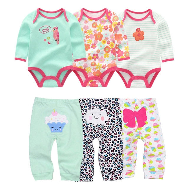 Autumn Baby Girl Clothes Cotton 6/8PCS Newborn Baby Sets Bodysuits+Pants Baby Boy Clothes Winter Clothing Sets Roupas de bebe
