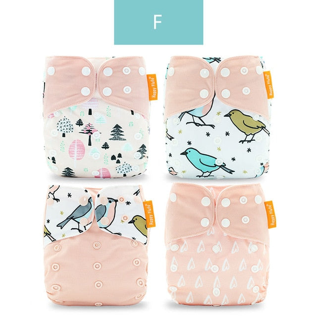 Happyflute 2021 New Fashion Style Baby Nappy 4pcs/set Diaper Cover waterproof & Reusable cloth diaper