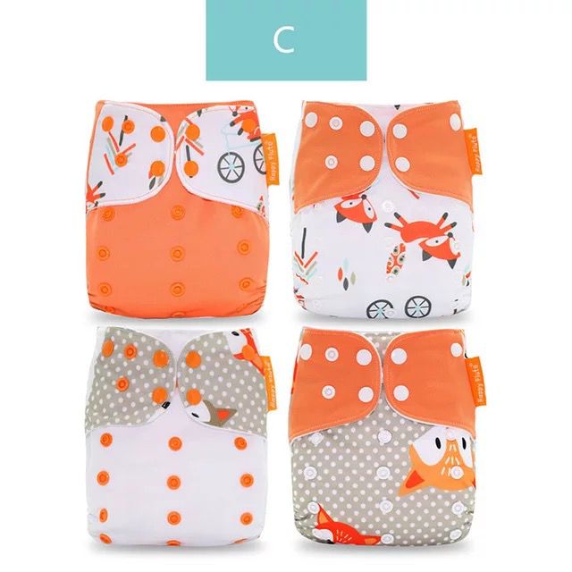 Happyflute 2021 New Fashion Style Baby Nappy 4pcs/set Diaper Cover waterproof & Reusable cloth diaper