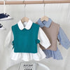 Children's Vest Sweater Warm Soft 2020 Winter Fall Kid Tops Knitted Solid Outfits Boys Girls Outwears Sleeveless O-Neck Pullover