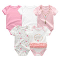Unisex 5PCS Baby Girl Clothes Cotton Bodysuits Newborn Baby Boy Clothes Cartoon Print Girls Baby Clothing Ropa Bebe