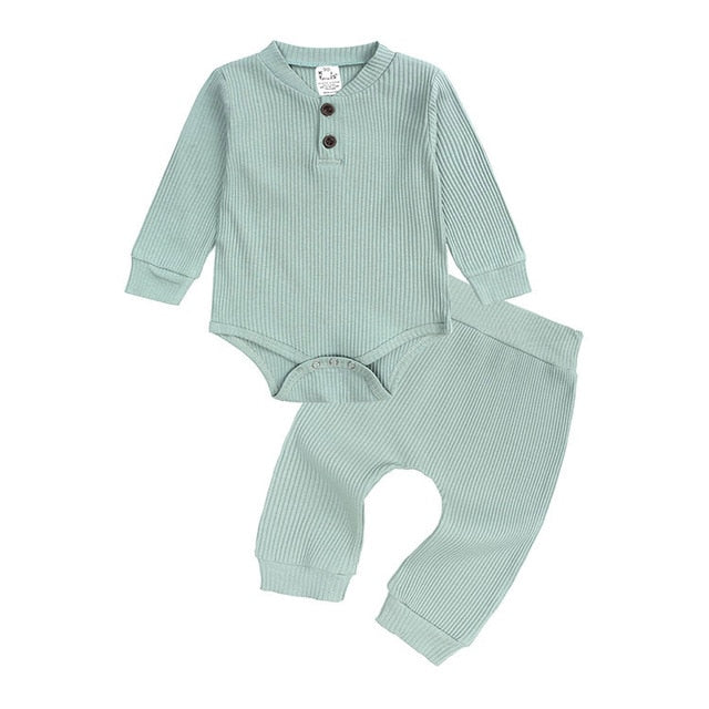 Casual Baby Boy Clothes Set Spring Newborn Baby Girl Clothing Outfits Long Sleeve Romper+Pants Infant Clothes 9-24 Months