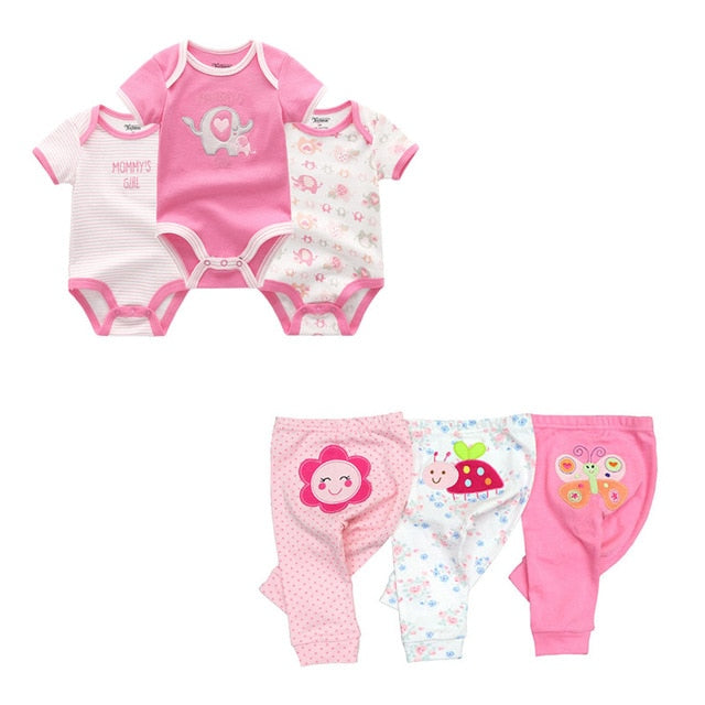 Baby Boy Clothes Solid Bodysuits+Pants 6/9PCS Cotton Baby Girl Clothes Unisex Print Newborn Girls Baby Clothing Sets Cartoon