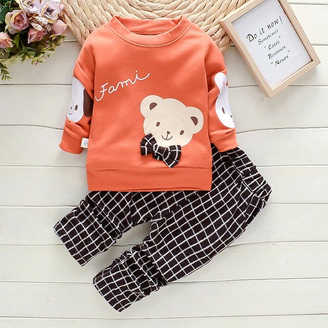 Baby Clothing Set Spring Autumn Fashion Cotton Tops+pants 2pcs Kids Boys Girls Outfits For Infant Cartoon Clothing