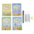 4 Books + Pen Magic Practice Copybook Free Wiping Children's Copybook Magic Magic Writing Sticker English Version