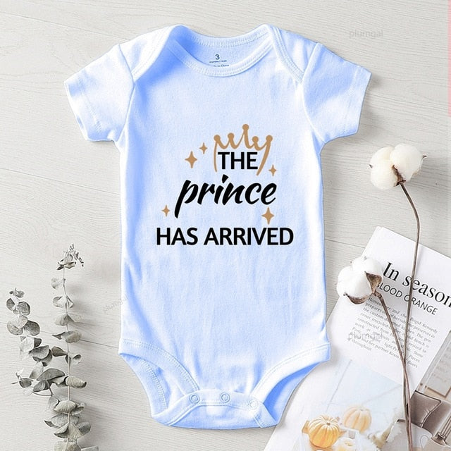 The Prince Has Arrived Printing Newborn Baby Boy Clothes Set Toddler Romper Summer 2021 New Born Jumpsuit Clothing for Newborns
