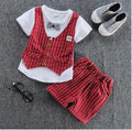 BibiCola Baby Boys Clothes Set Summer Kids Boys Clothing Sets Plaid Tops+Pants 2pcs Tracksuit Kids Fashion Summer Clothes