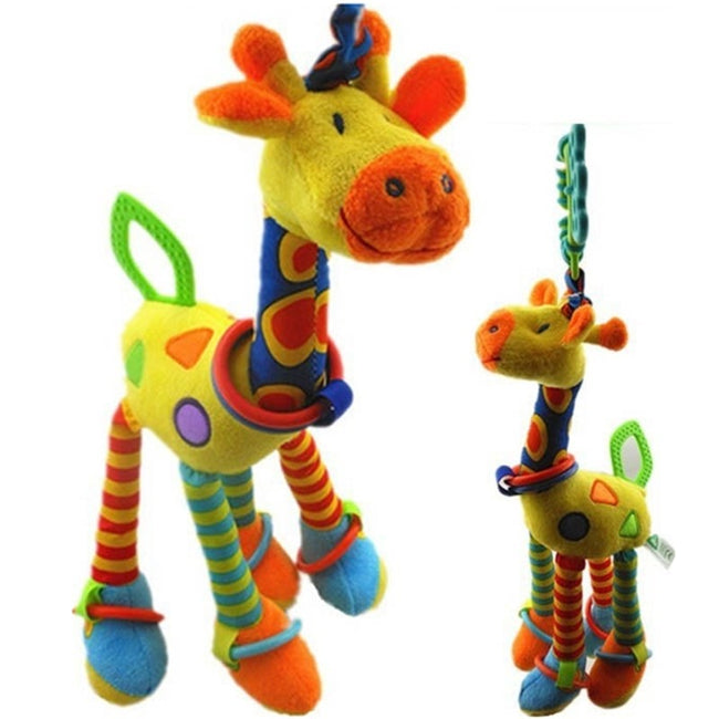 Plush Infant Baby Development Soft Giraffe Animal Handbells